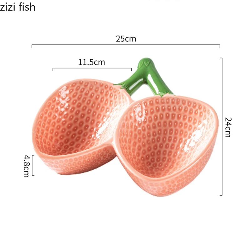 Strawberry Shaped Ceramic Plate Creative Seafood Dry Ice Plate Sashimi Plate Fruit Salad Plates Molecular Cuisine Tableware