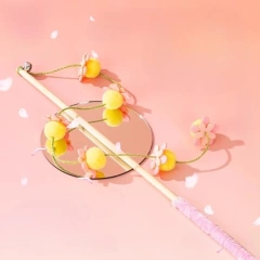 Cat Teaser Stick Toy Bell Squeaky Interactive Kitten Teasing Stick Toy Bite Resistant Training Self-pleasure Cat Toy Supplies
