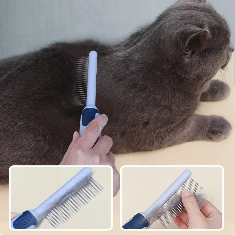 Dog Comb Pet Hair Remover Dog Brush Comfortable Handle Combs for Cat Hair Cleaning Combs Double-sided Cats Comb Pet Accessories