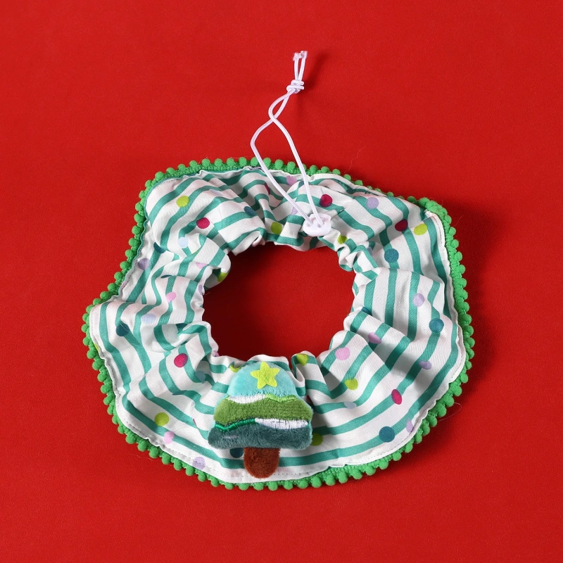 Pet Autumn and Winter Striped Scarf Christmas Pet Lace Set Christmas Tree Santa Claus Collar Hat Cat and Dog Accessories
