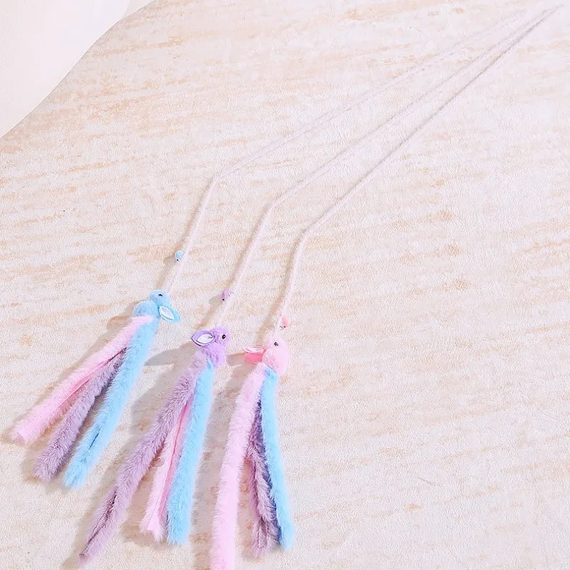 Cat Toys Plush Tassel Cats Teaser Stick Wool Rabbit Cat Toys Interactive Cute Sticks Cats Toy with Bell Kitten Toy Pet Supplies