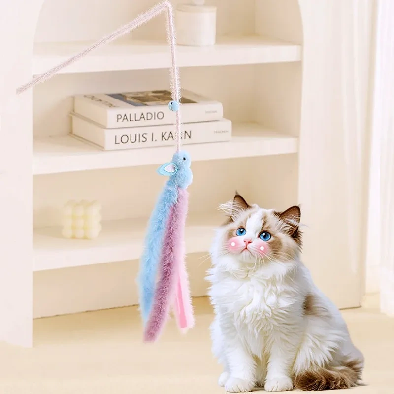 Cat Toys Plush Tassel Cats Teaser Stick Wool Rabbit Cat Toys Interactive Cute Sticks Cats Toy with Bell Kitten Toy Pet Supplies