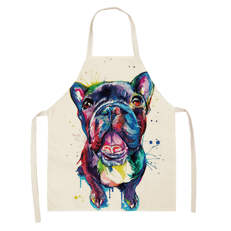 1Pcs Apron Cotton Linen Cooking Cute Cat Printed Home Sleeveless