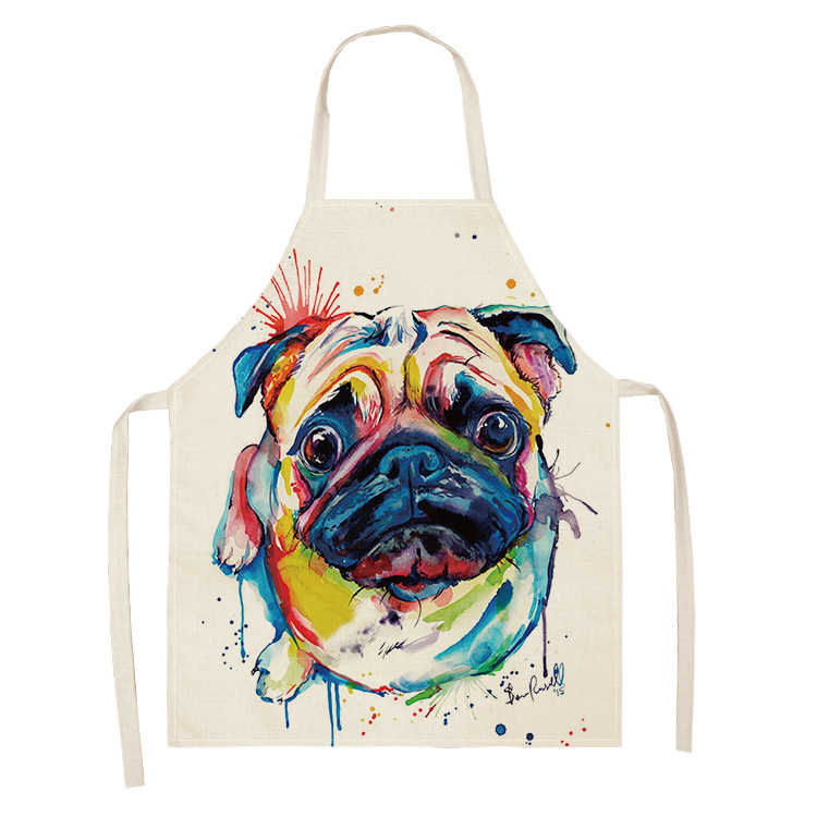 1Pcs Apron Cotton Linen Cooking Cute Cat Printed Home Sleeveless