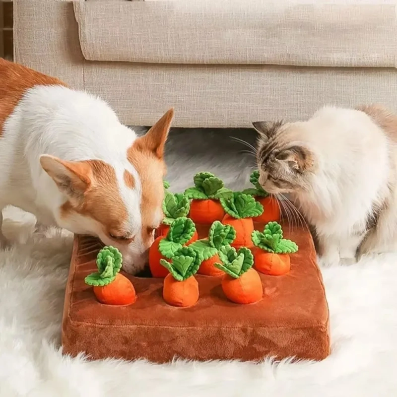 Carrot Snuffle Mat for Dogs Cats Puzzle Toy with Carrots for Small Medium Large Interactive Pet Stress Relief Dogs Chew Toys