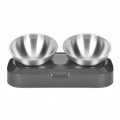 Stainless Steel Pet Bowl Cat Double Bowls With Raised Stand Non-slip Cat Food Water Dog Bowls Neck Care Dog Feeder Pet Supplies