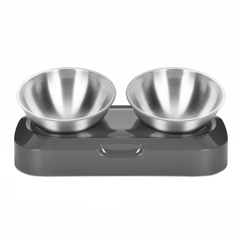 Stainless Steel Pet Bowl Cat Double Bowls With Raised Stand Non-slip Cat Food Water Dog Bowls Neck Care Dog Feeder Pet Supplies