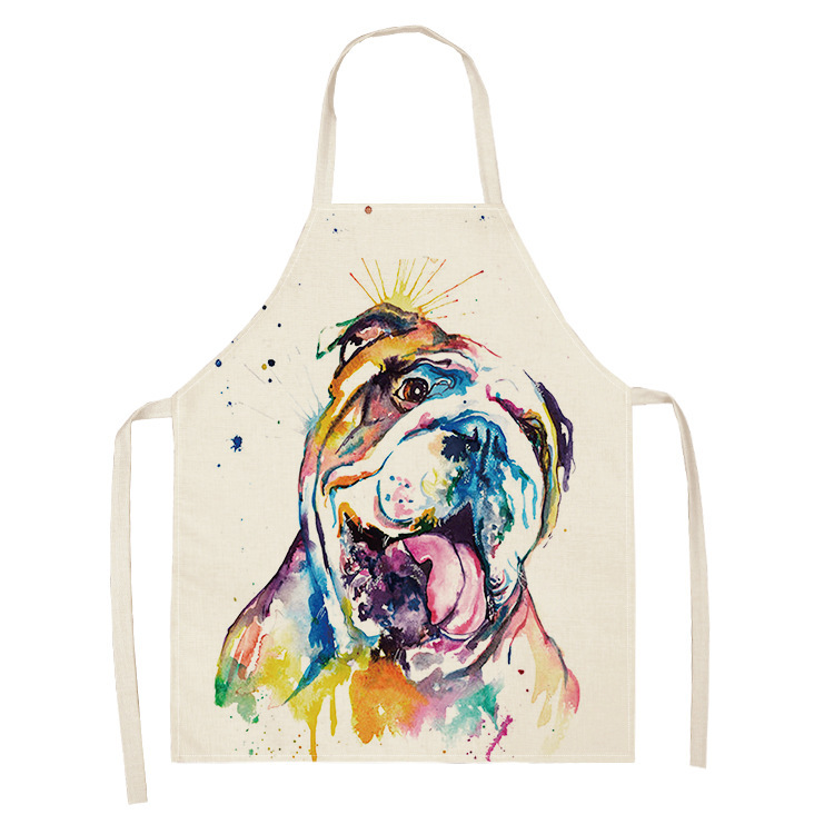 1Pcs Apron Cotton Linen Cooking Cute Cat Printed Home Sleeveless