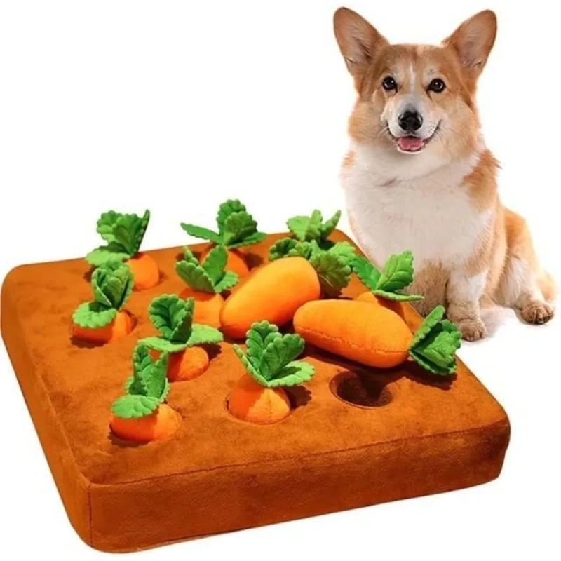 Carrot Snuffle Mat for Dogs Cats Puzzle Toy with Carrots for Small Medium Large Interactive Pet Stress Relief Dogs Chew Toys