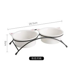 Pet ceramic iron stand double bowl