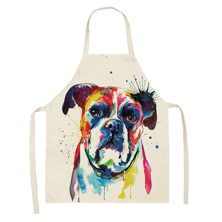 1Pcs Apron Cotton Linen Cooking Cute Cat Printed Home Sleeveless