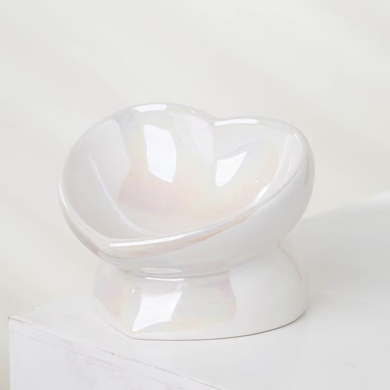 Pet ceramic slanted bowl