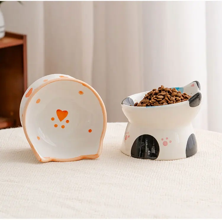 Hot Selling  New Creative 3D Cute Cat Shape Ceramic Bowl Custom Logo Hand Made Pet Bowl Dog Cat Food Water Bowl Pet Supplier OEM