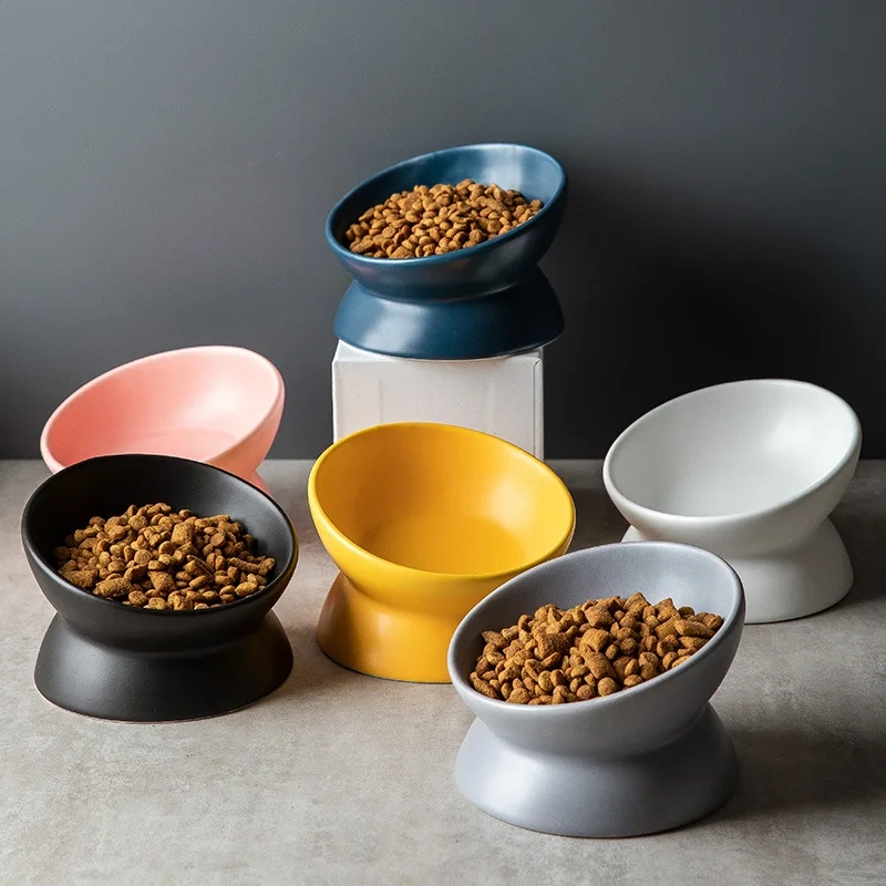 Pet Ceramics Bowl Nordic Style Cat Food Feeding Dishes Puppy Dog Neck Guard High Foot Bowls Cats Eating Supplies