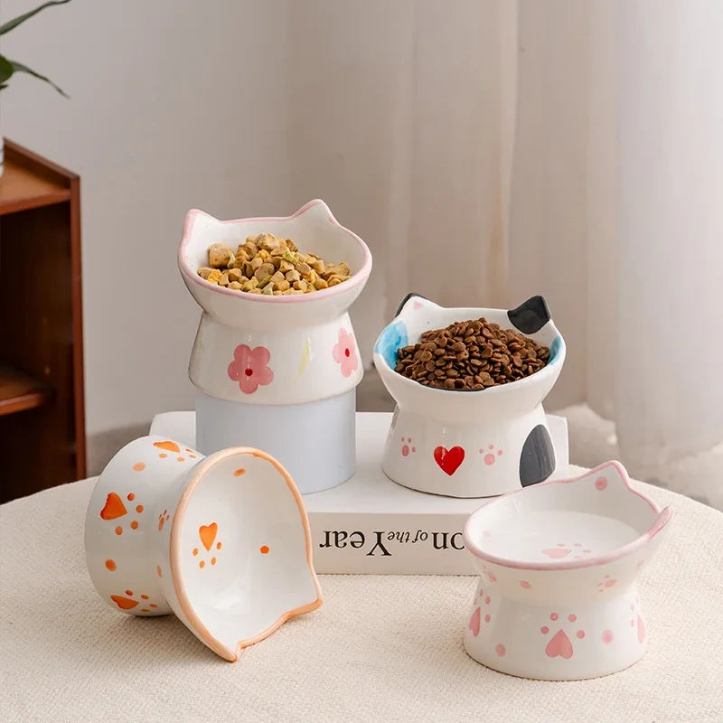 Hot Selling  New Creative 3D Cute Cat Shape Ceramic Bowl Custom Logo Hand Made Pet Bowl Dog Cat Food Water Bowl Pet Supplier OEM