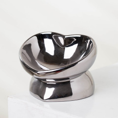 Pet ceramic slanted bowl