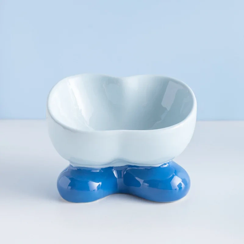 Simple Designed Pet Bowls Colorful Ceramic Cute Cat Bowl Portable Dog Cat Bowl for All Seasons