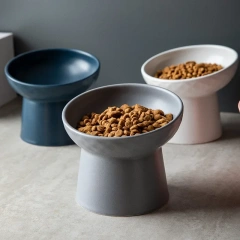 Cat Nordic Style Food Water Bowl Pet Animal Ceramic Eating Dishes High Foot Candy Color Puppy Kitten Matte Bowls Dog Accessories