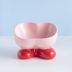 Simple Designed Pet Bowls Colorful Ceramic Cute Cat Bowl Portable Dog Cat Bowl for All Seasons