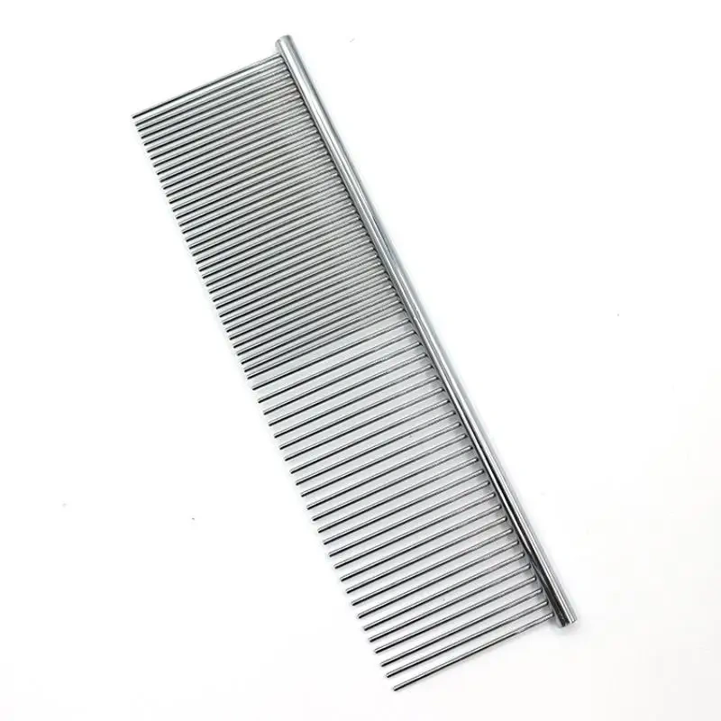 Dog Cat Metal Double Row Teeth Brush Grooming Hair Comb Fur Rake Tool Useful Dog Fur Grooming
