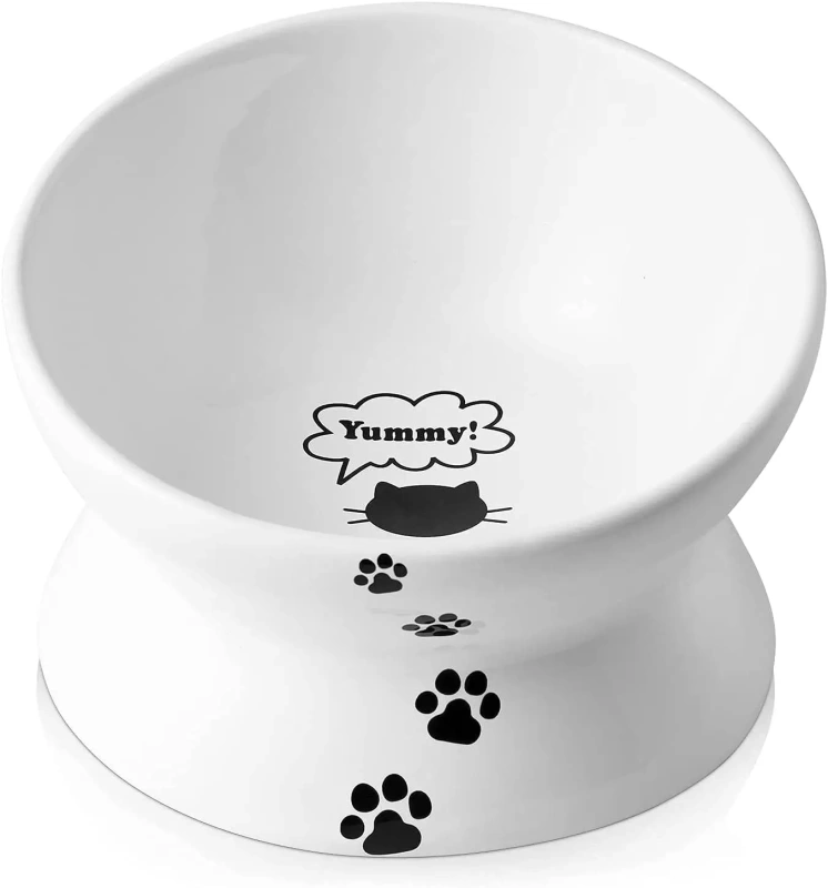 Cat Bowl Anti Vomiting, Raised Food Bowls, Tilted Elevated Bowl, Ceramic Pet Food Bowl for Flat Faced Cats, Small Dogs