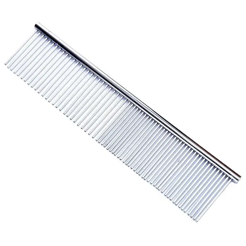 Dog Cat Metal Double Row Teeth Brush Grooming Hair Comb Fur Rake Tool Useful Dog Fur Grooming