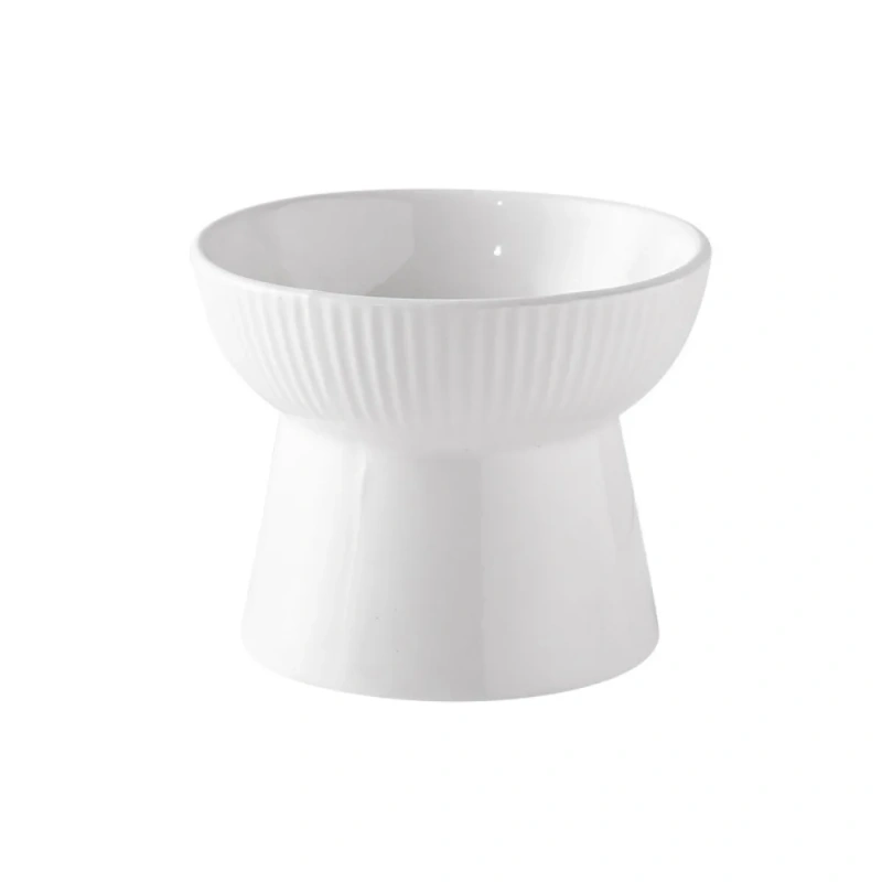 Anti Knock Ceramic Cat Bowl Creative Slanted/Flat Mouth Pet High Foot Bowl Non-slip Multi-use Pet Drinking Feeder Kitten Puppy