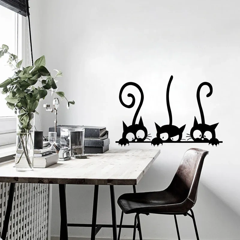 Three Kittens Creative Wall Stickers Home Decoration For Children's Room Living Room Porch Art Decals Peel & Stick PVC Wallpaper