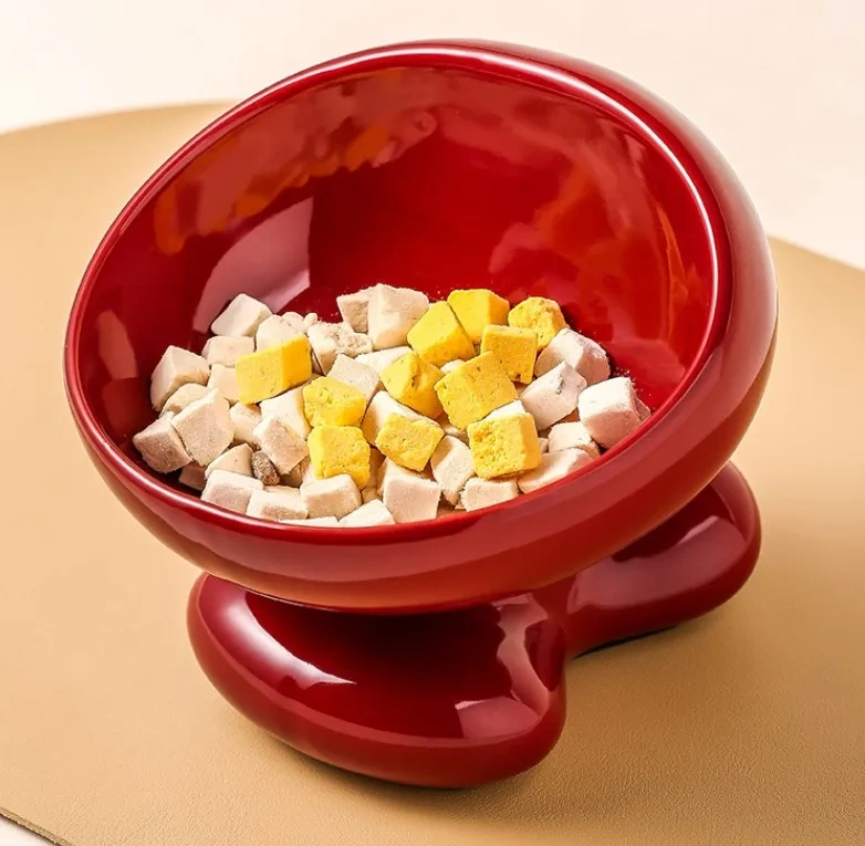 BPA Free New Design Ceramic High Foot Elevated Pet Food Feeding Cat Bowl Raised Bowl for Small Dogs