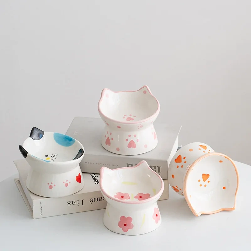 Hot Selling  New Creative 3D Cute Cat Shape Ceramic Bowl Custom Logo Hand Made Pet Bowl Dog Cat Food Water Bowl Pet Supplier OEM