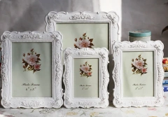 Desktop 6"7"8"10" Wedding Photo Frame Rustic White Home Picture Rose Carving