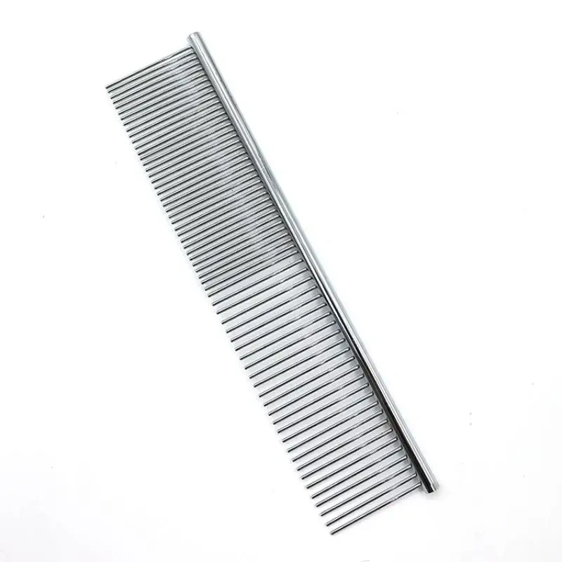 Dog Cat Metal Double Row Teeth Brush Grooming Hair Comb Fur Rake Tool Useful Dog Fur Grooming