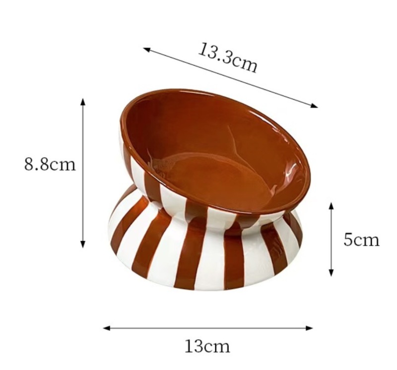 Elevated Striped Ceramic Pet Bowl