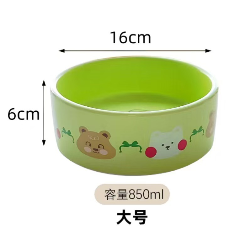 Pet Ceramic Bowl New Cute Cartoon Style Food and Water Bowl for Cats Dogs Solid Pattern