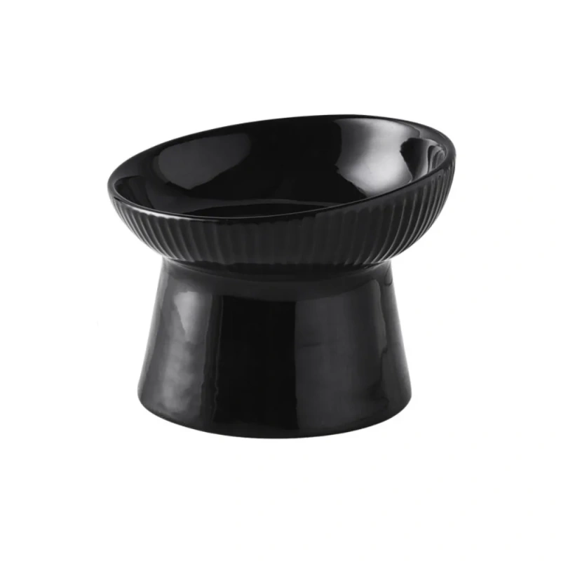 Anti Knock Ceramic Cat Bowl Creative Slanted/Flat Mouth Pet High Foot Bowl Non-slip Multi-use Pet Drinking Feeder Kitten Puppy
