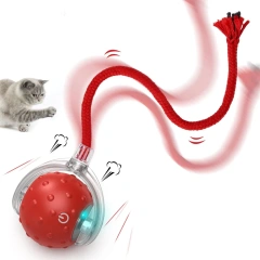 Interactive Cat Toy Ball USB Rechargeable Motion Activated Automatic Ball Waving Tail with Bird Chirp Sound for Indoor Cats