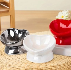 Pet ceramic slanted bowl