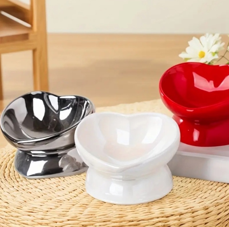 Pet ceramic slanted bowl