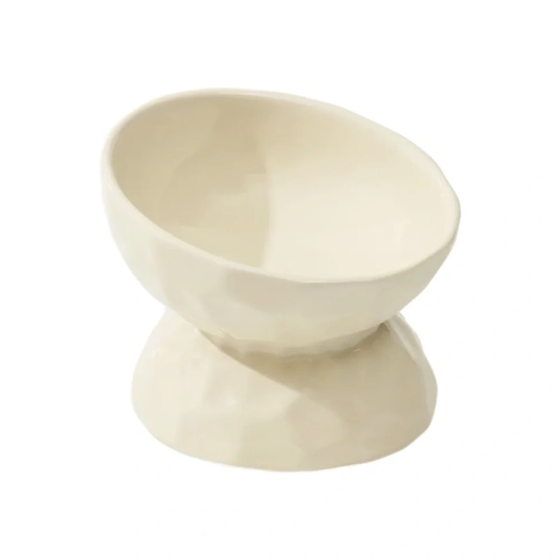 Ceramic Cat Bowl Creative Slanted/Flat Mouth Dog Food Feeding Basin Non-slip Multi-use Pet High Foot Bowl Water Container