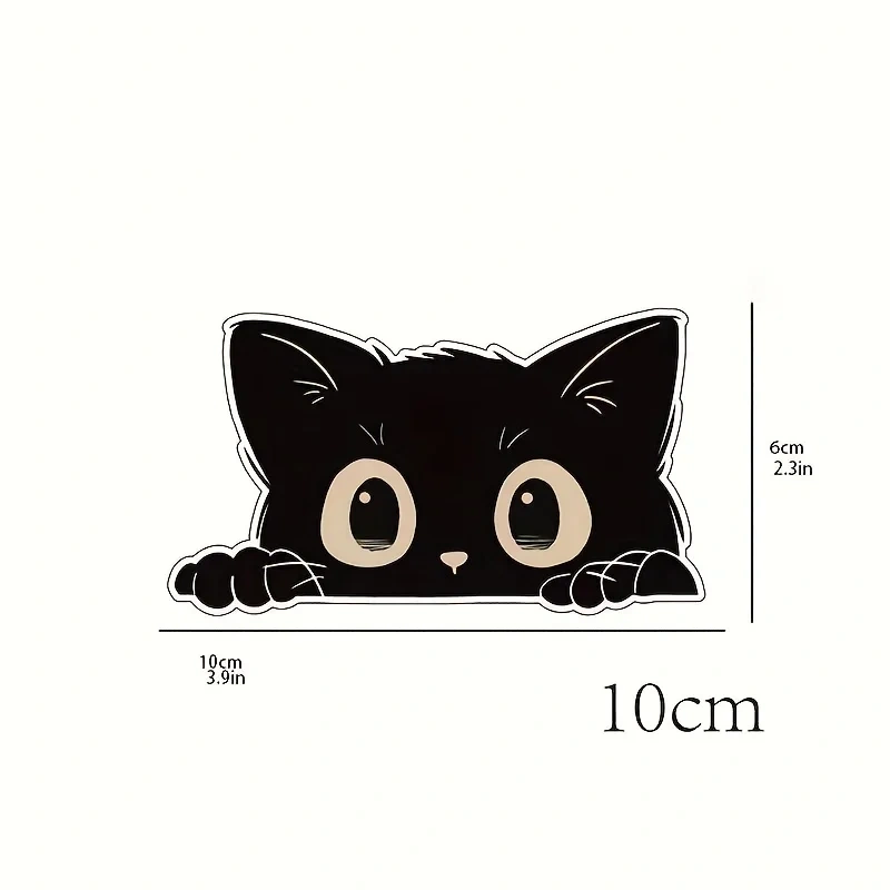 1PC Wide-Eyed Black Cat Stickers, Scratch-Resistant Vinyl Decals for Motorcycles/Car Bumpers - Vehicle Body Decor Stickers