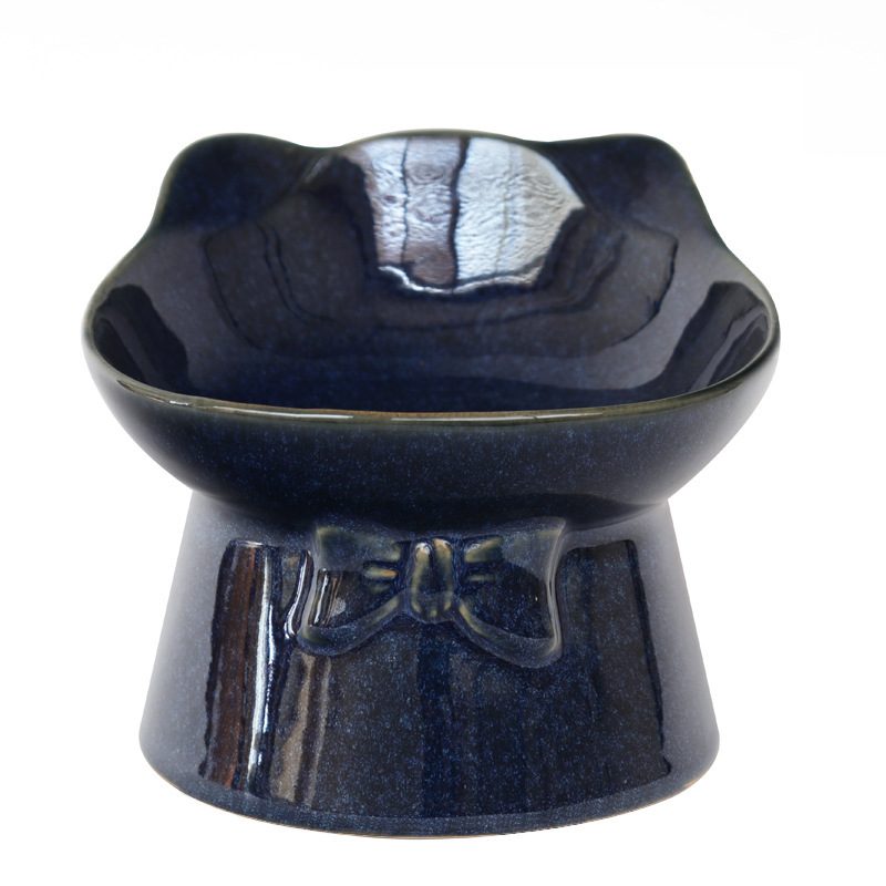 Ceramic Bowl for Cats Dogs Neck Protection Slanted Mouth Pet Feeders