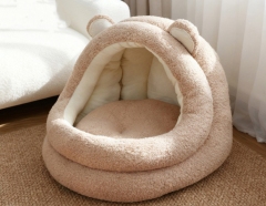 Semi-enclosed warm pet bed