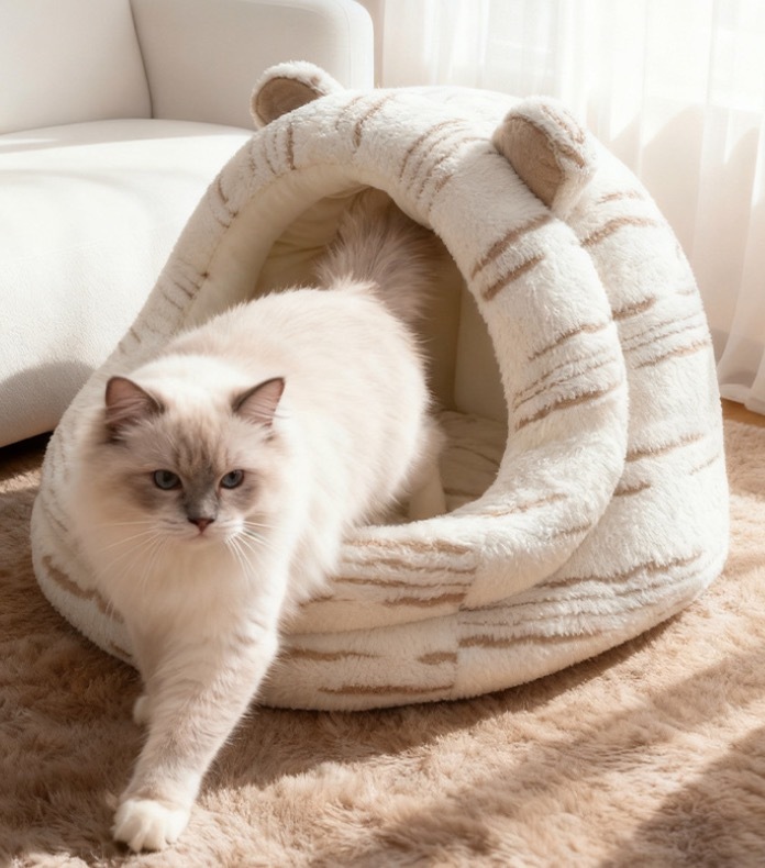 Semi-enclosed warm pet bed