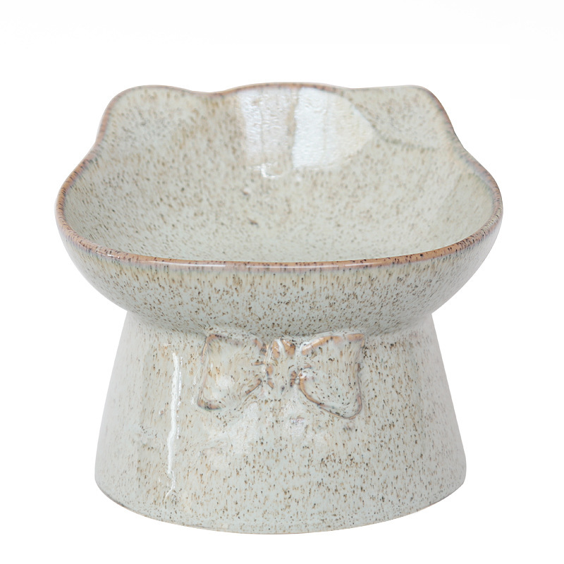 Ceramic Bowl for Cats Dogs Neck Protection Slanted Mouth Pet Feeders