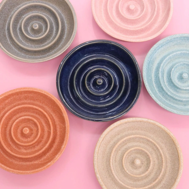 Large Ceramic Dog Bowl Anti-Knock Anti-Choking Slow Food Bowl Solid Pattern Circle Design for Small & Large Dogs for Cat Feeding
