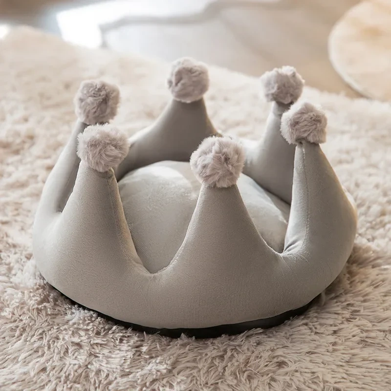 Pet Cute Crown Shape Cat Bed Small Dog Four Seasons Universal Kitten Mat Small and Medium-sized Dog Teddy Bed Supplies