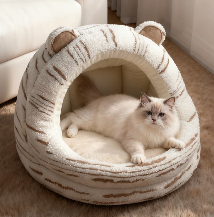 Semi-enclosed warm pet bed