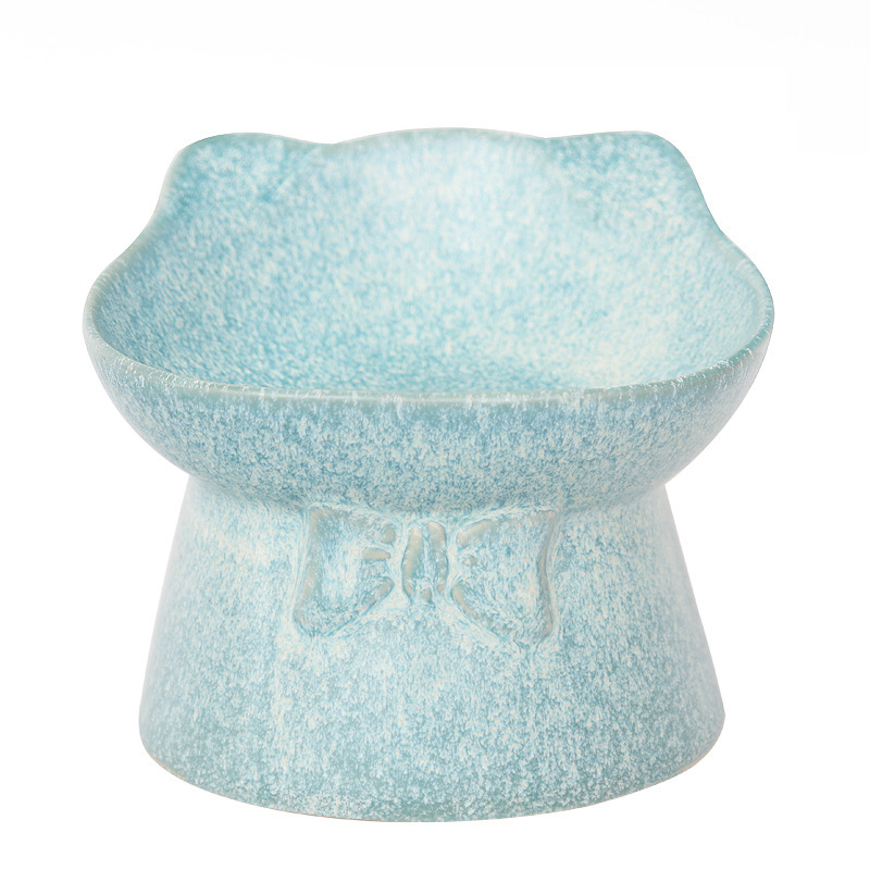 Ceramic Bowl for Cats Dogs Neck Protection Slanted Mouth Pet Feeders