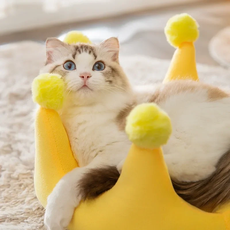 Pet Cute Crown Shape Cat Bed Small Dog Four Seasons Universal Kitten Mat Small and Medium-sized Dog Teddy Bed Supplies