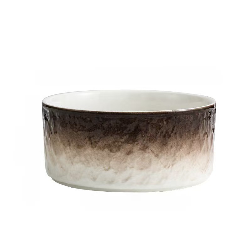 Ceramic Dog Cat Bowl with Wood Stand for Food and Water Elevated Raised Cat Food Bowls